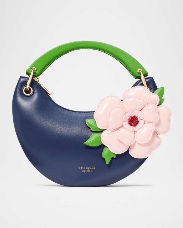 expo floral leather top-handle bag